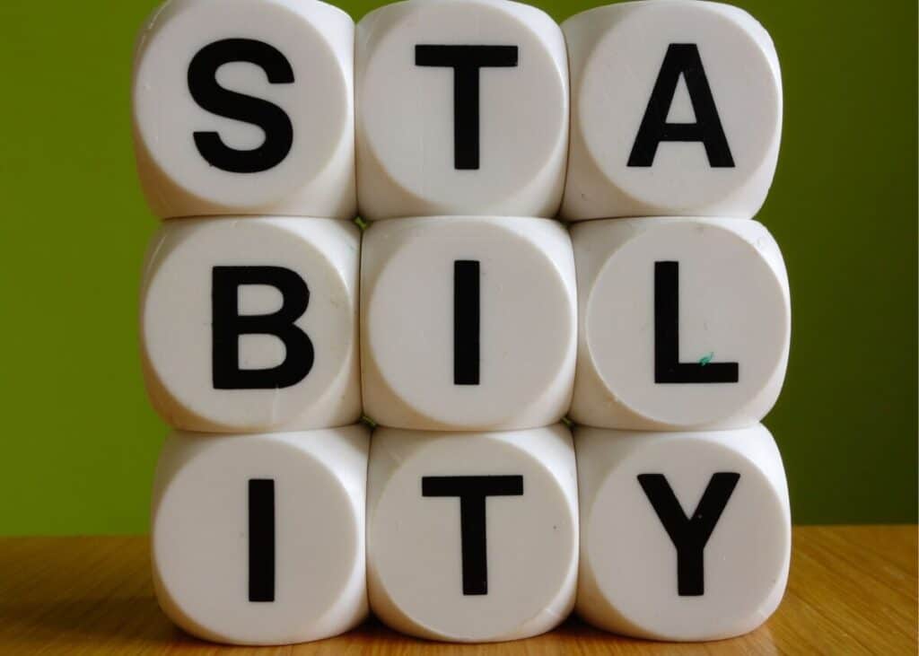 blocks that spell out stability